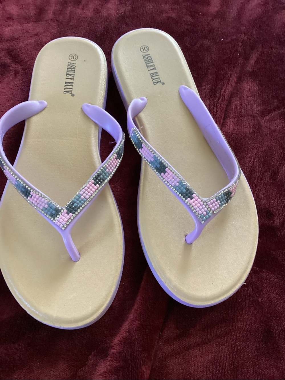 Ashley Blue Lavender Beaded Women's Sandals